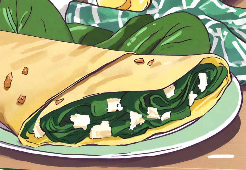 Omelett-Wrap mit Spinat und Feta